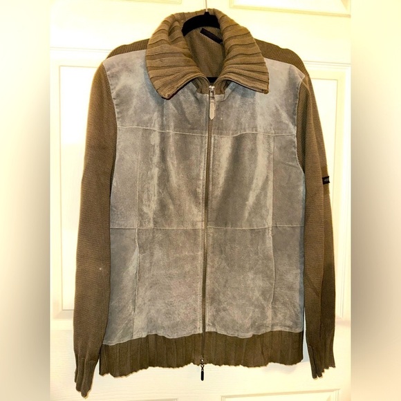 4YOU men’s knit and pig leather jacket M fall winter contemporary - Picture 1 of 9